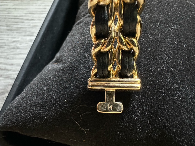 CHAMEL首映錶 黑金皮鏈錶黃金尺寸M號-2