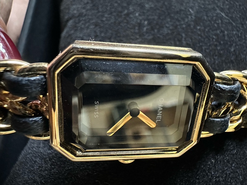 CHAMEL首映錶 黑金皮鏈錶黃金尺寸M號-4