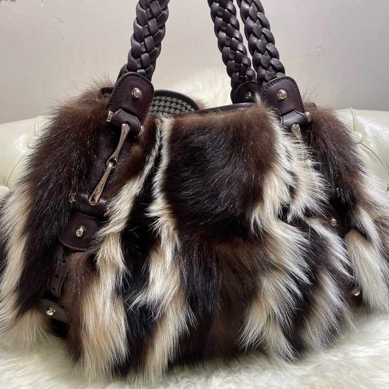 Gucci 雙帶狐狸毛Tote Bag-0