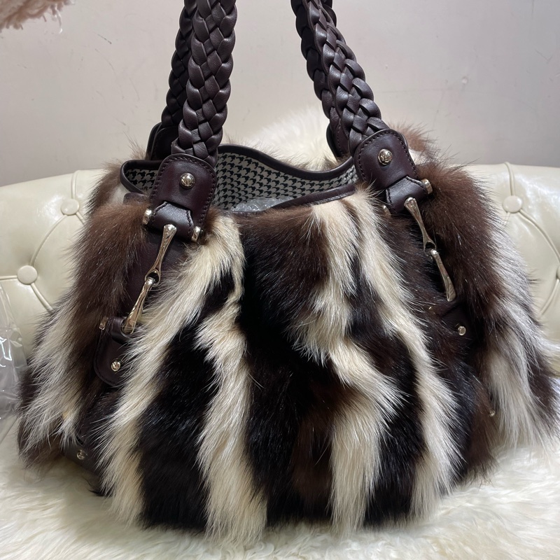 Gucci 雙帶狐狸毛Tote Bag-1