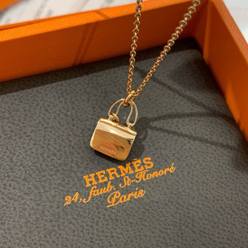 Hermes Constance 18K玫瑰金康康項鍊 鑲鑽 23年-5