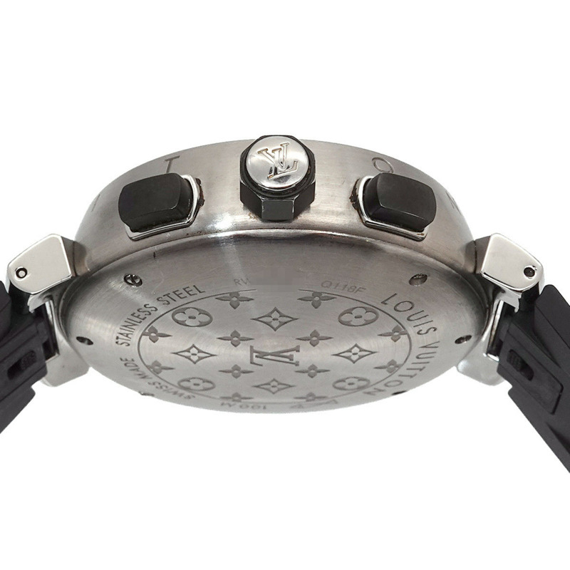 路易威登 Tambour 黑色 Q118F 男士石英模擬/數位雙顯腕錶-5