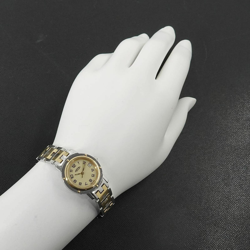 愛馬仕 Clipper CL4 220 女士象牙色石英腕錶，附日期顯示，雙色錶盤-2