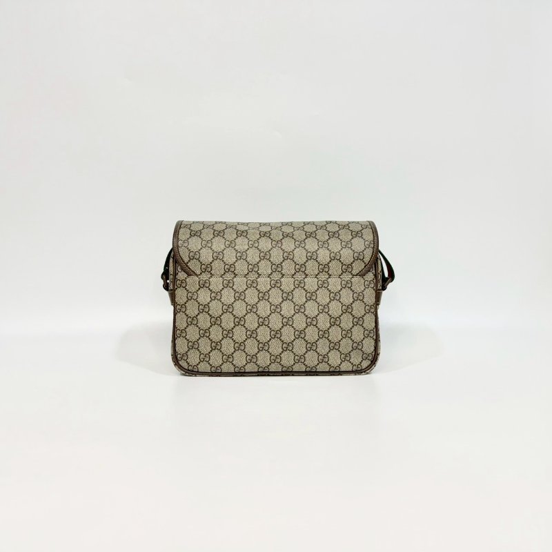 GUCCI原花Supreme拉鍊下蓋雙釦綠紅綠背帶郵差包760123-1