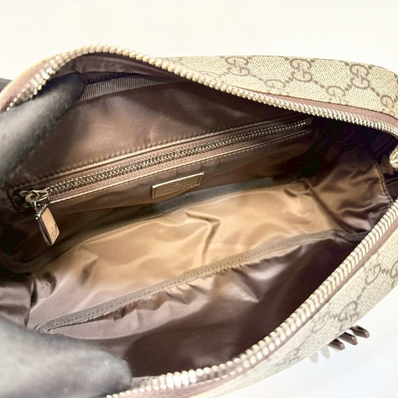 GUCCI原花Supreme拉鍊下蓋雙釦綠紅綠背帶郵差包760123-11