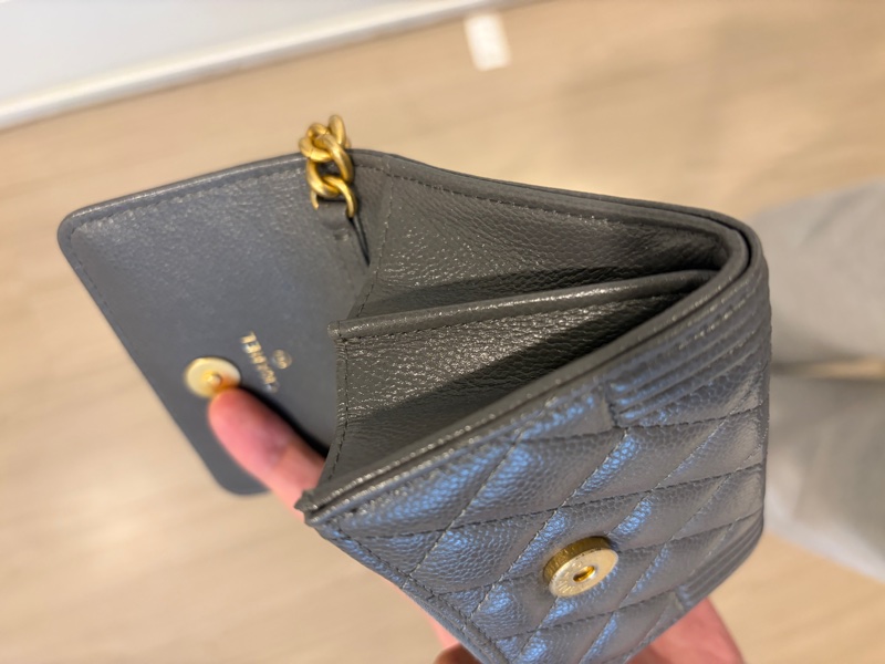 Chanel香奈兒經典灰boy鏈條零錢包 可放信用卡鈔票-8