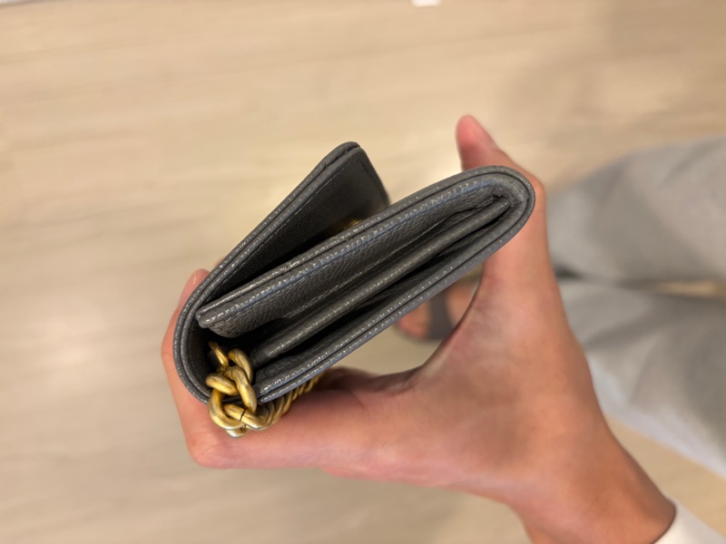 Chanel香奈兒經典灰boy鏈條零錢包 可放信用卡鈔票-14