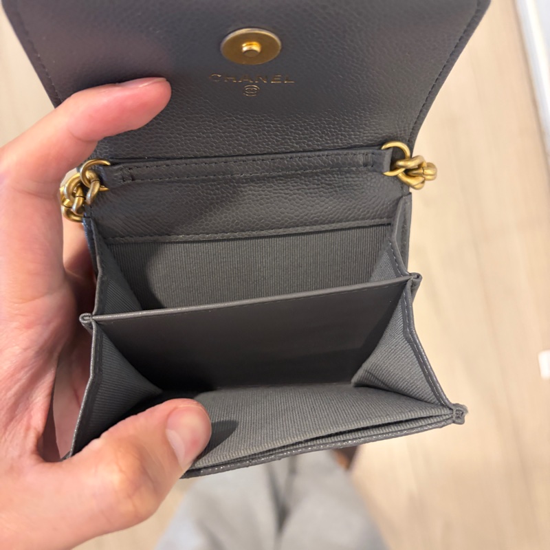 Chanel香奈兒經典灰boy鏈條零錢包 可放信用卡鈔票-18