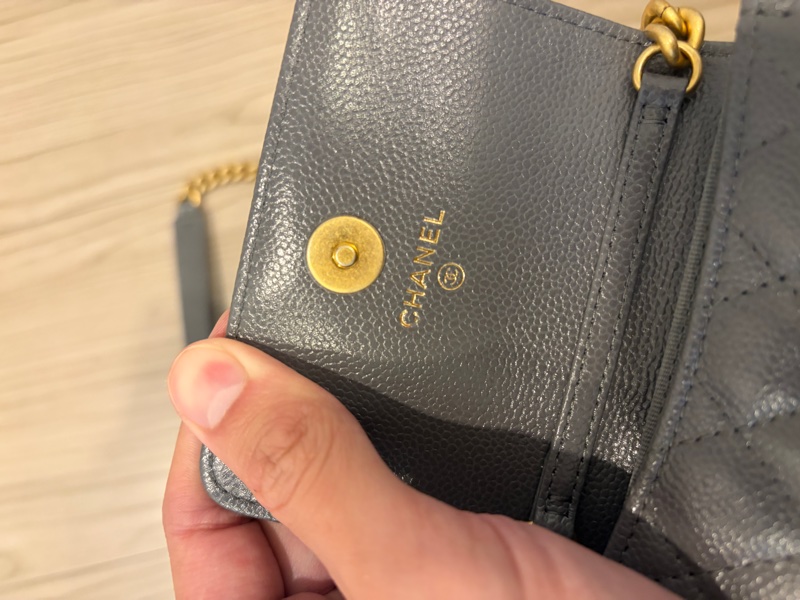 Chanel香奈兒經典灰boy鏈條零錢包 可放信用卡鈔票-25