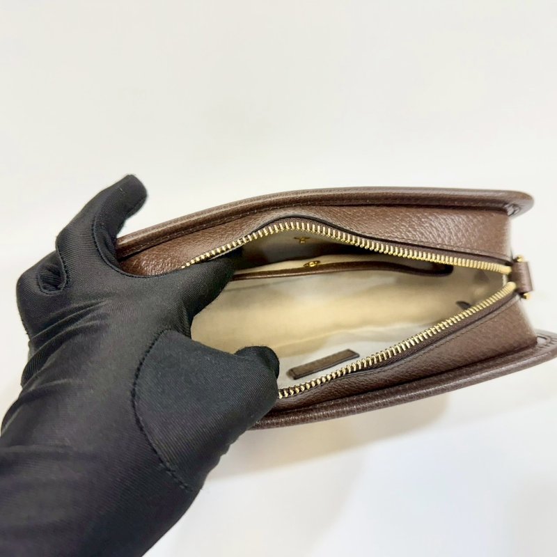 GUCCI原花帆布拚皮革JUMBO GG拉鍊相機包696075-6