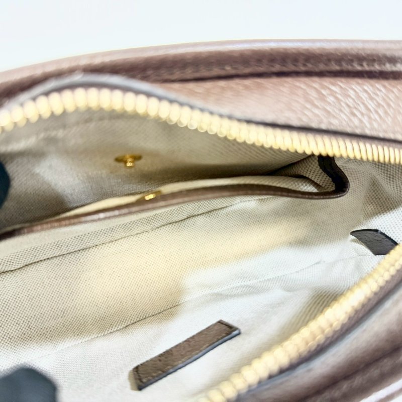 GUCCI原花帆布拚皮革JUMBO GG拉鍊相機包696075-7