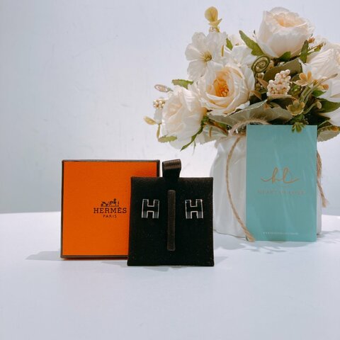 TW4546 Hermes 愛馬仕大POP H字耳環 黑色拼玫瑰金 Pop H Earrings Noir X RGHW