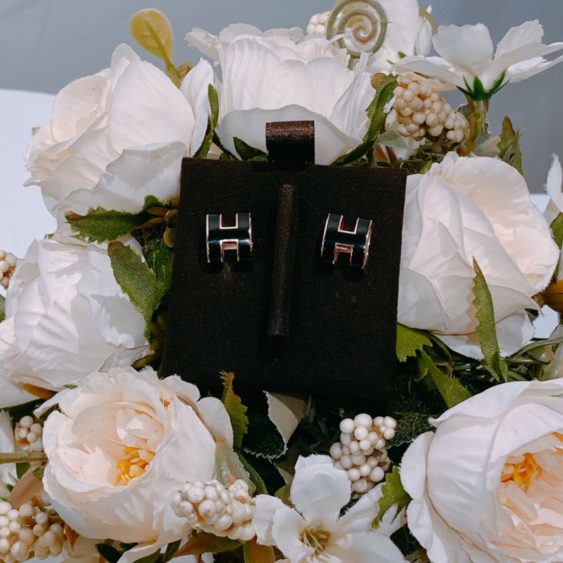 TW4546 Hermes 愛馬仕大POP H字耳環 黑色拼玫瑰金 Pop H Earrings Noir X RGHW-1