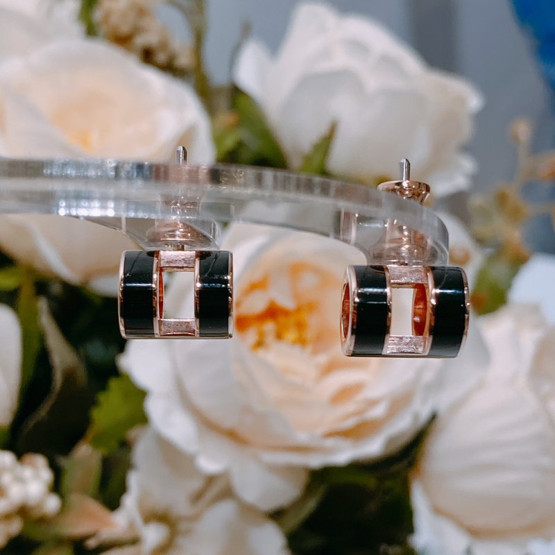 TW4546 Hermes 愛馬仕大POP H字耳環 黑色拼玫瑰金 Pop H Earrings Noir X RGHW-5