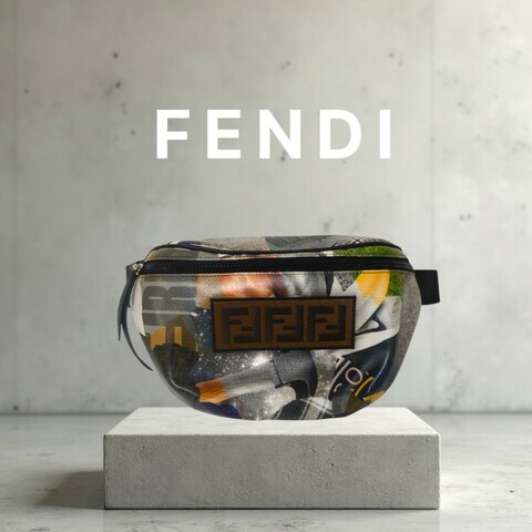 🔥年終狂降🔥【限時降價只到12/31（原20,800）】【全新】㊣✨ FENDI✨（附防塵袋）芬迪 印花 刺繡 拼接 男女同款 腰包 胸包/二手包/二手精品/保證正品🌳二手樹屋🌳