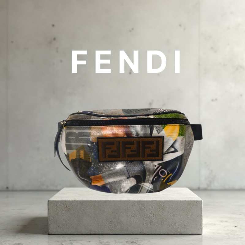 【全新】㊣✨ FENDI✨（附防塵袋）芬迪 印花 刺繡 拼接 男女同款 腰包 胸包/二手包/二手精品/保證正品🌳二手樹屋🌳-0
