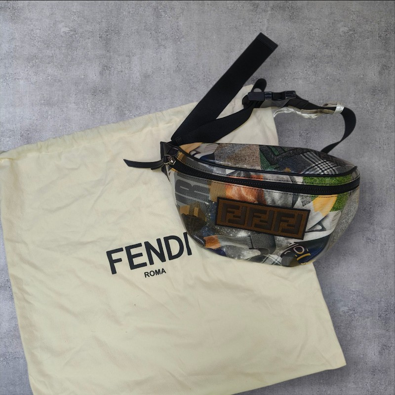 【全新】㊣✨ FENDI✨（附防塵袋）芬迪 印花 刺繡 拼接 男女同款 腰包 胸包/二手包/二手精品/保證正品🌳二手樹屋🌳-1