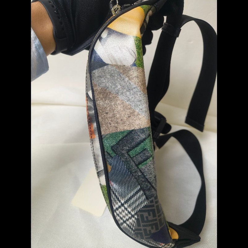 【全新】㊣✨ FENDI✨（附防塵袋）芬迪 印花 刺繡 拼接 男女同款 腰包 胸包/二手包/二手精品/保證正品🌳二手樹屋🌳-12