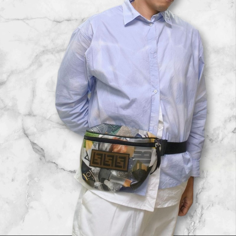 【全新】㊣✨ FENDI✨（附防塵袋）芬迪 印花 刺繡 拼接 男女同款 腰包 胸包/二手包/二手精品/保證正品🌳二手樹屋🌳-31