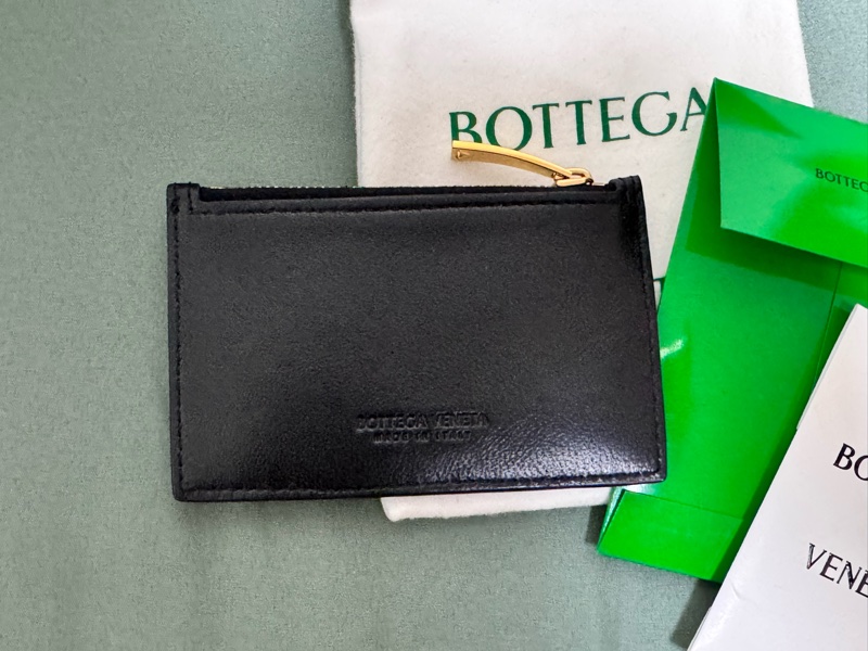 Bottega Veneta 編織皮革拉鍊零錢片卡包 BV卡包 零錢包 卡夾 黑色-2