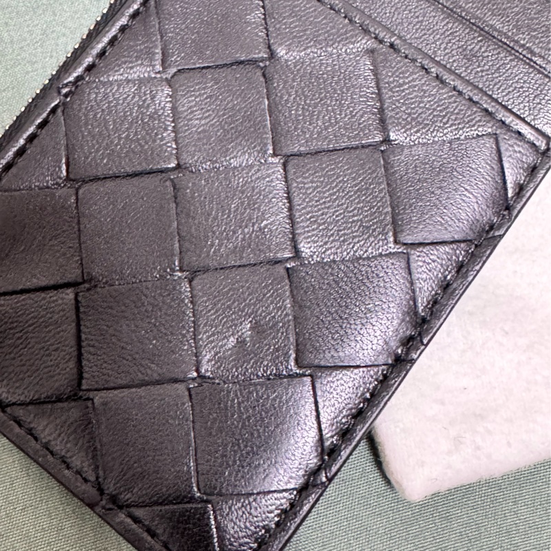 Bottega Veneta 編織皮革拉鍊零錢片卡包 BV卡包 零錢包 卡夾 黑色-3