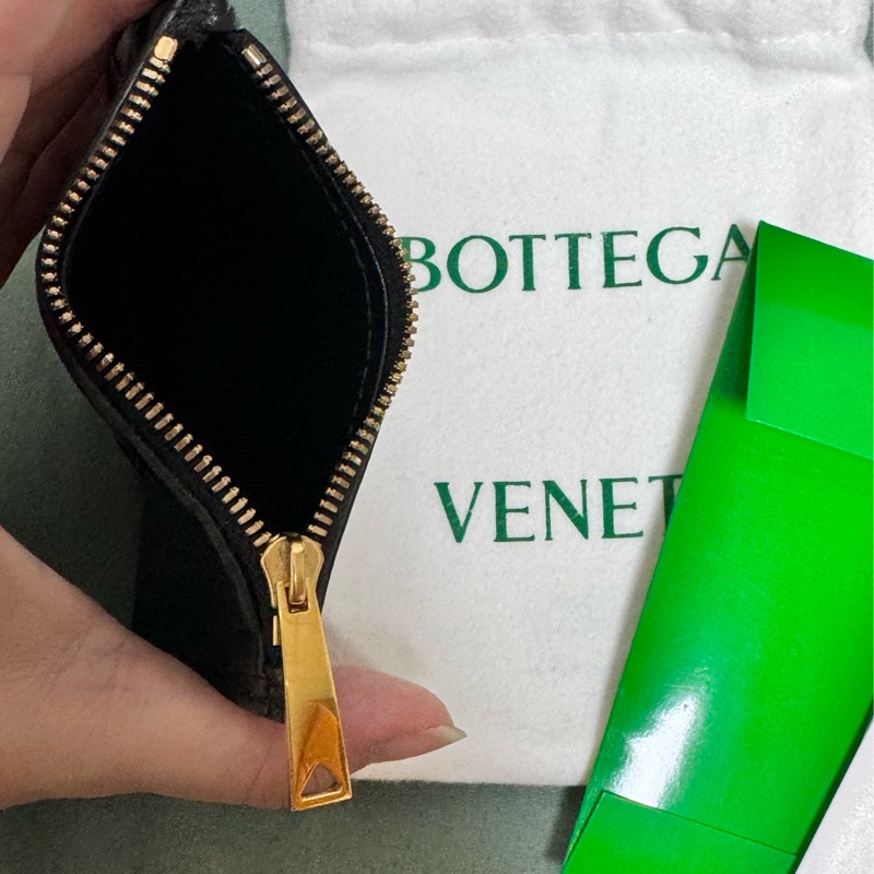 Bottega Veneta 編織皮革拉鍊零錢片卡包 BV卡包 零錢包 卡夾 黑色-5
