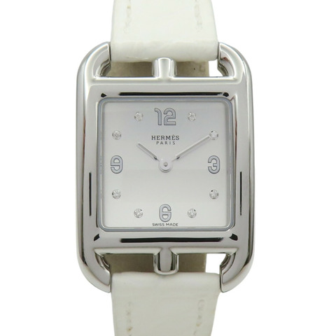 母貝錶盤 皮帶 不鏽鋼 8PD鑽石 Cape Cod 腕錶【HERMES 愛馬仕】 CC1.210C