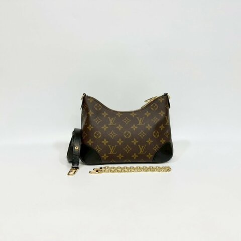 LV原花拼黑牛皮BOULOGNE PM腋下肩背包M45831