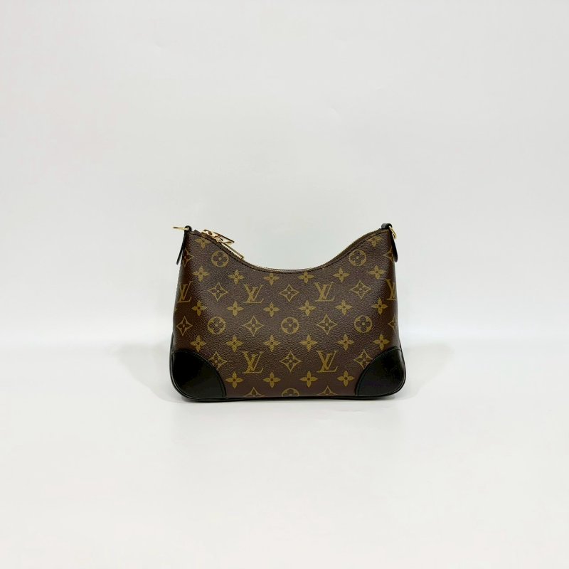 LV原花拼黑牛皮BOULOGNE PM腋下肩背包M45831-1