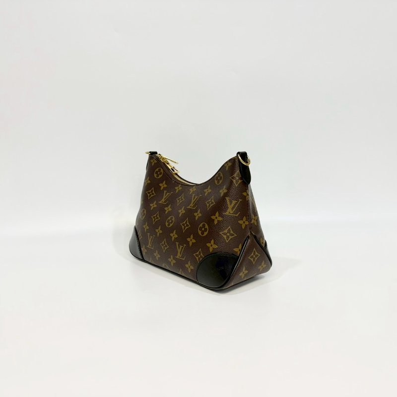 LV原花拼黑牛皮BOULOGNE PM腋下肩背包M45831-3