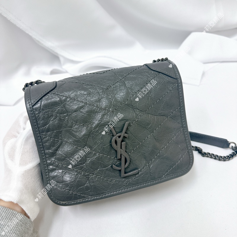 莉亞精品♡ Ysl Niki woc灰 二手美包-2