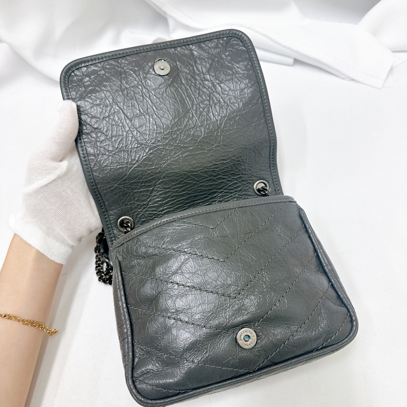 莉亞精品♡ Ysl Niki woc灰 二手美包-11