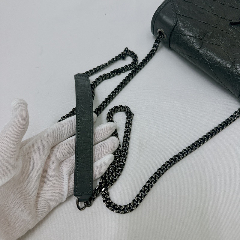 莉亞精品♡ Ysl Niki woc灰 二手美包-14