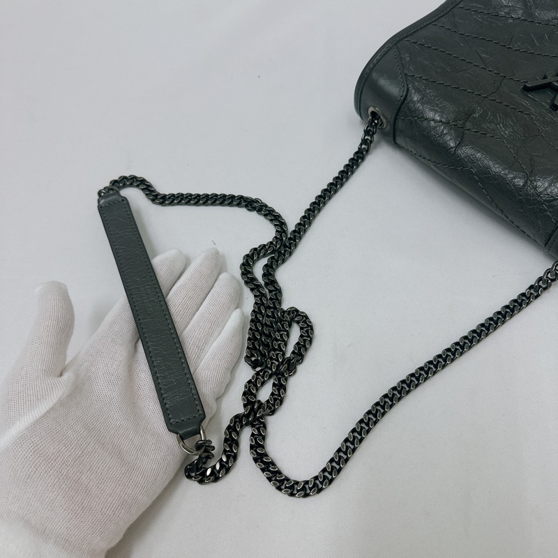莉亞精品♡ Ysl Niki woc灰 二手美包-15