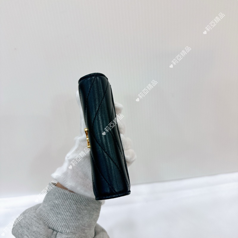 莉亞精品♡ Ysl 黑金三折短夾 9新美品-5