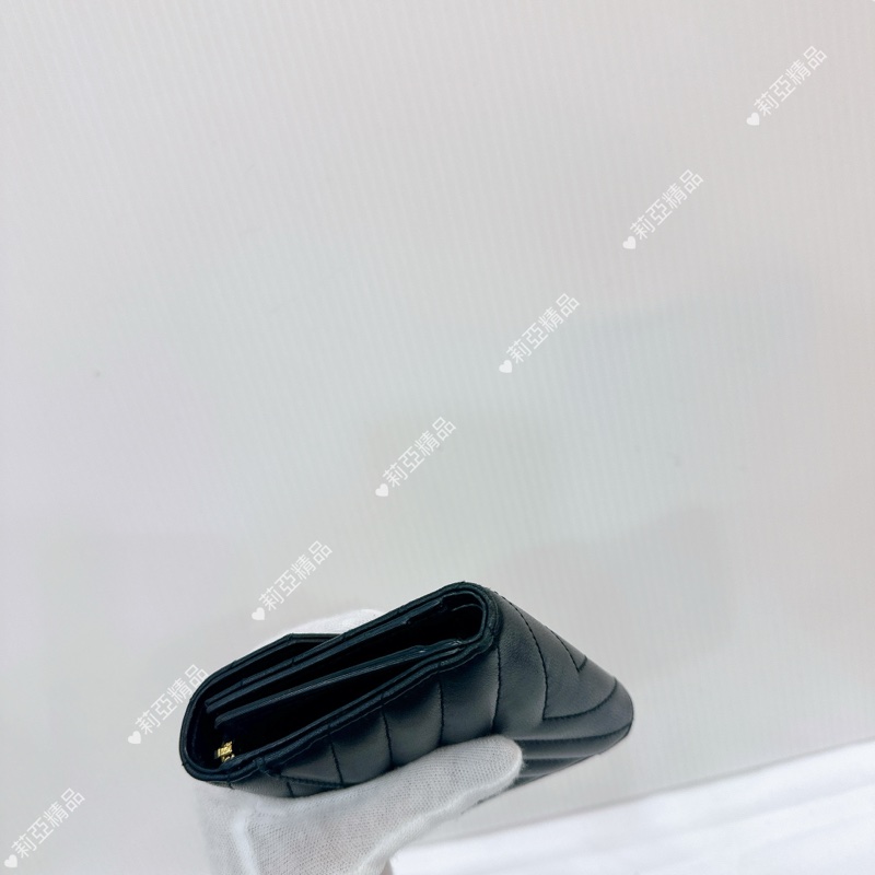 莉亞精品♡ Ysl 黑金三折短夾 9新美品-7