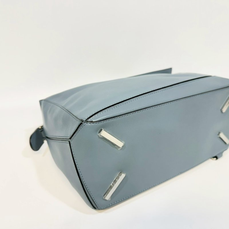 LOEWE霧霾藍羊皮銀扣中號PUZZLE手提側背包32230S20-12