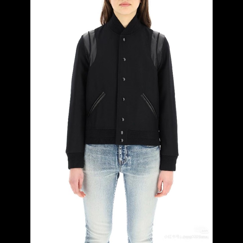 莉亞精品♡YSL 拼接棒球外套 尺碼44 近新美品-1