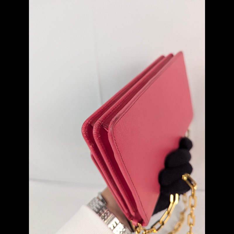 莉亞精品♡PRADA 桃紅金鍊包 二手美包-6