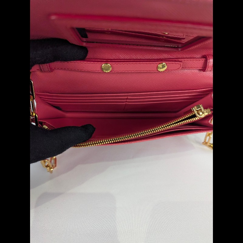 莉亞精品♡PRADA 桃紅金鍊包 二手美包-11