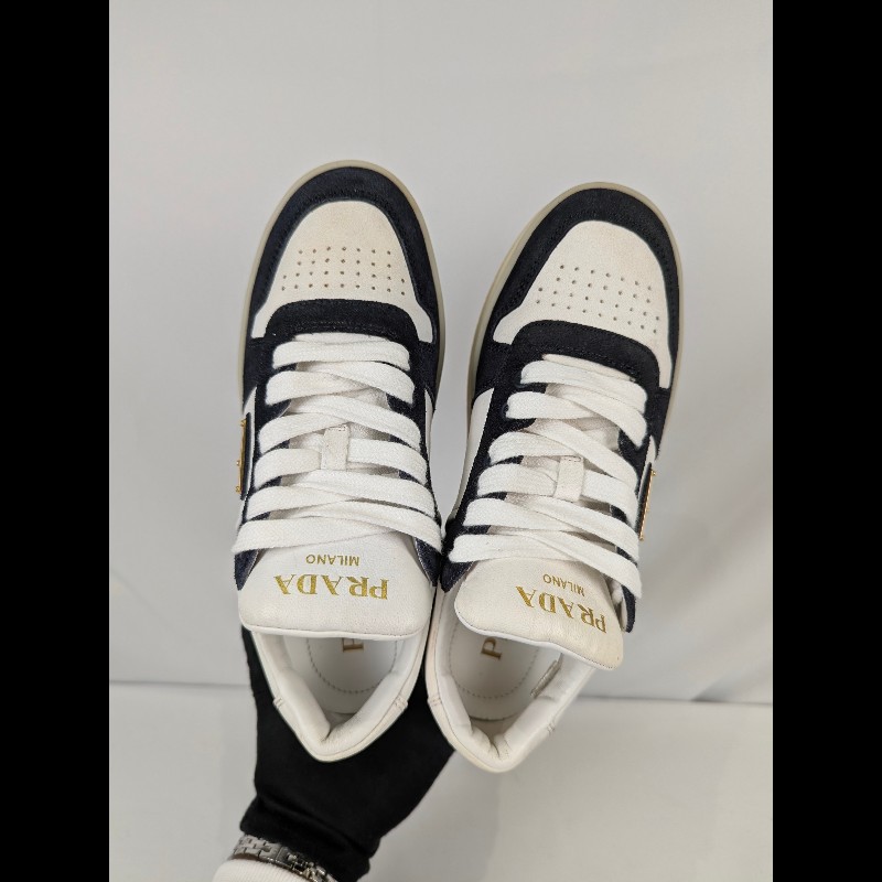 莉亞精品♡PRADA 全皮麂皮拼接休閒鞋 尺碼36 二手美品-3