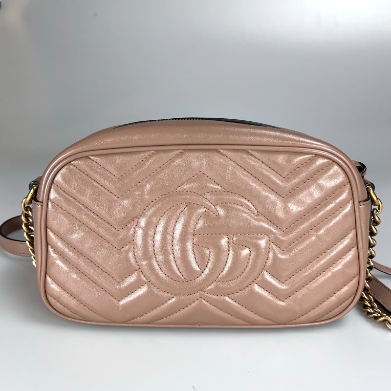 GUCCI 447632 藕粉Marmont相機包 24CM-1