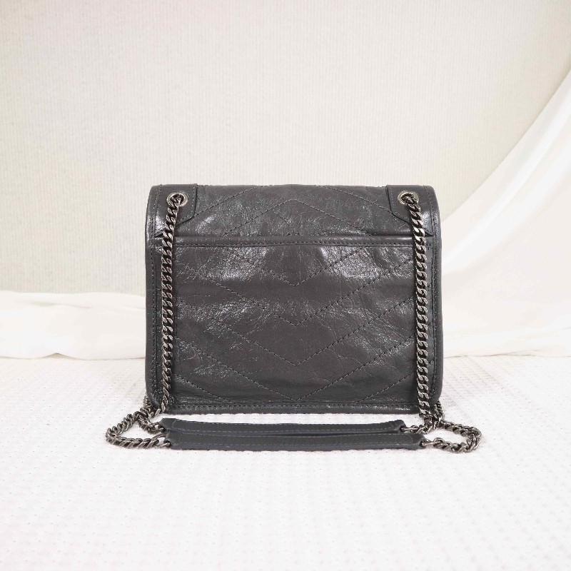 YSL NIKI 小號D釦灰色肩背包斜背包-2