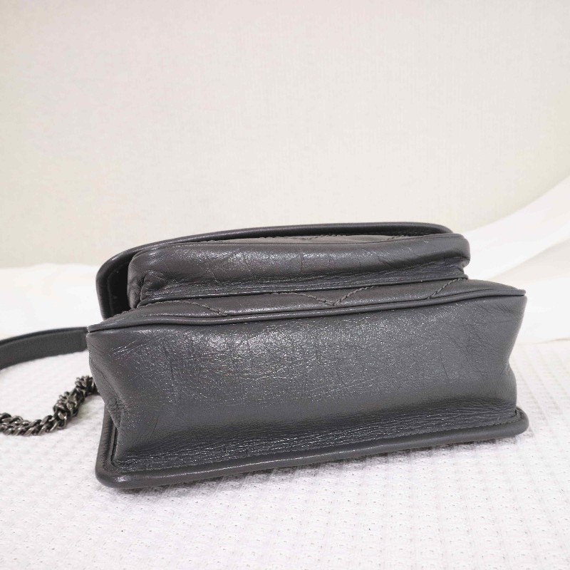 YSL NIKI 小號D釦灰色肩背包斜背包-4