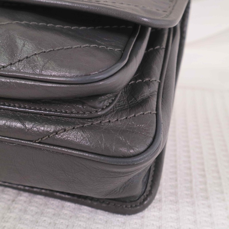 YSL NIKI 小號D釦灰色肩背包斜背包-12