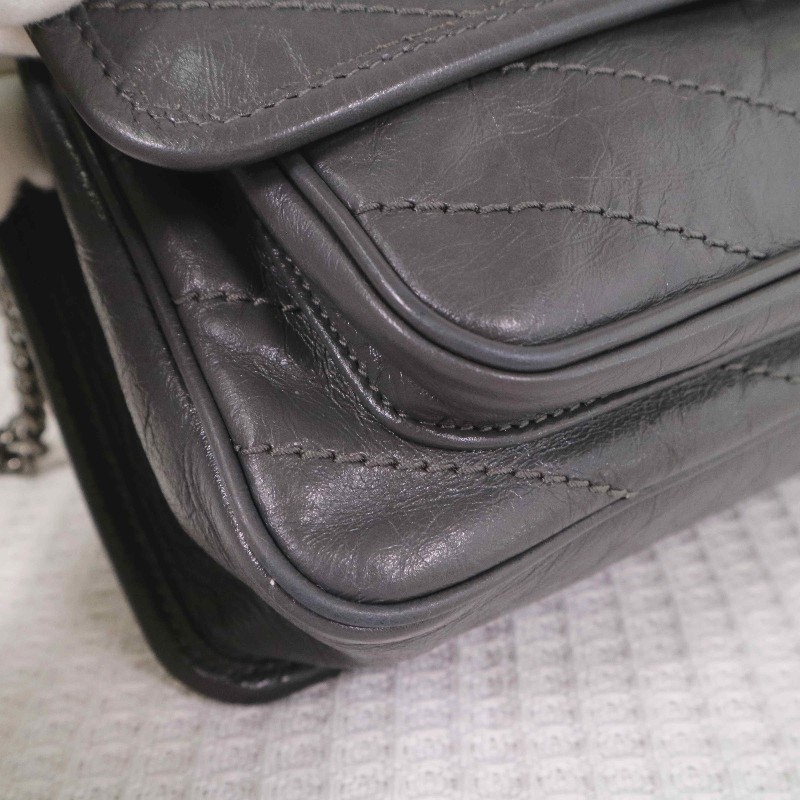 YSL NIKI 小號D釦灰色肩背包斜背包-13