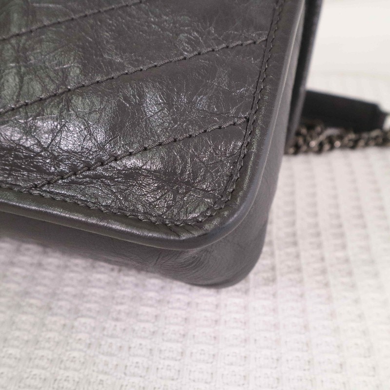 YSL NIKI 小號D釦灰色肩背包斜背包-15