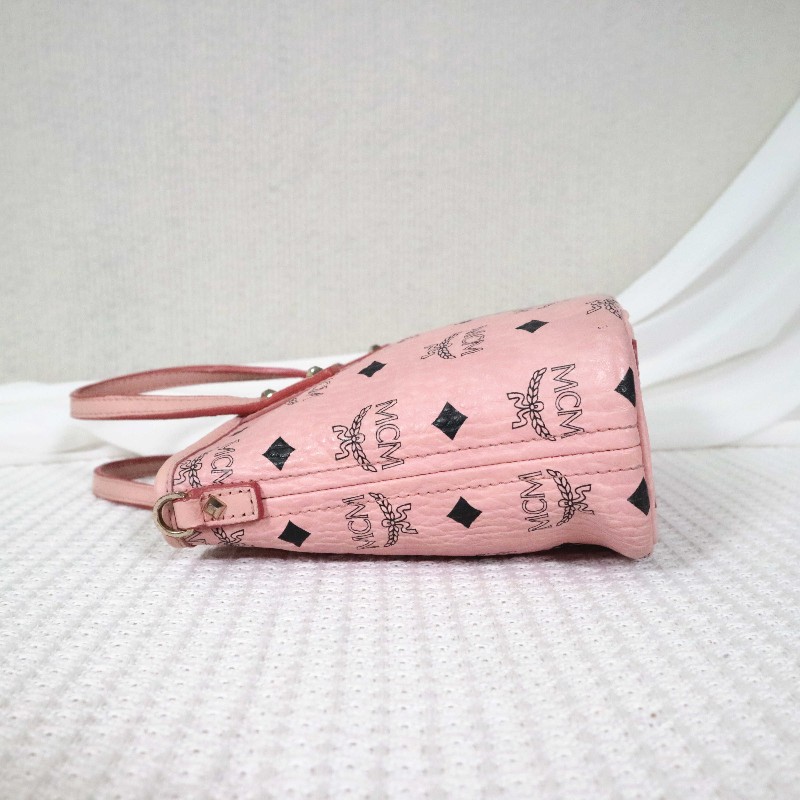 MCM Rabbit Visetos 粉色托特包 可拆卸肩帶-3