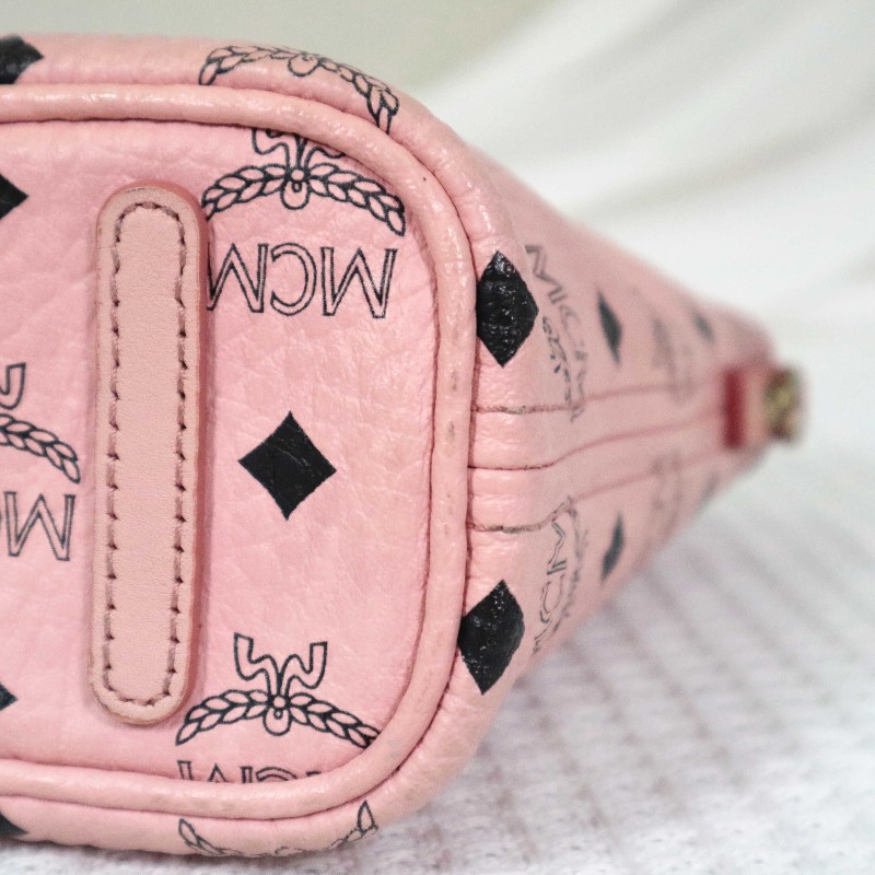 MCM Rabbit Visetos 粉色托特包 可拆卸肩帶-13