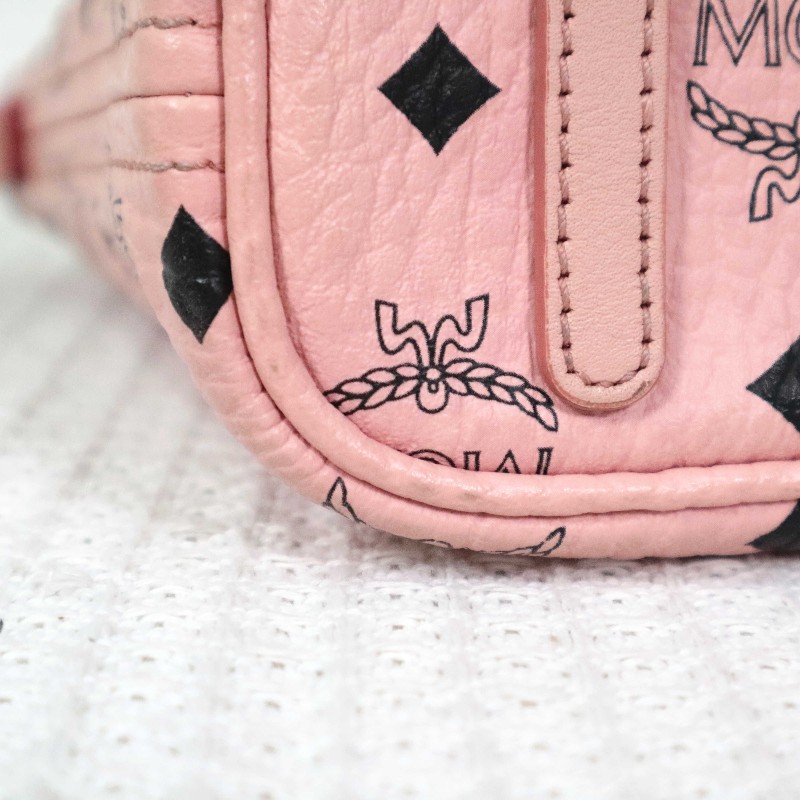 MCM Rabbit Visetos 粉色托特包 可拆卸肩帶-14